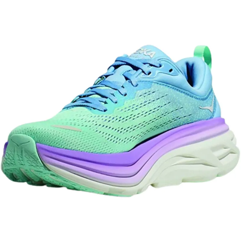 Hoka One One Women's Bondi 8 WIDE Running Shoes Airy Blue/Sunlit Ocean-3